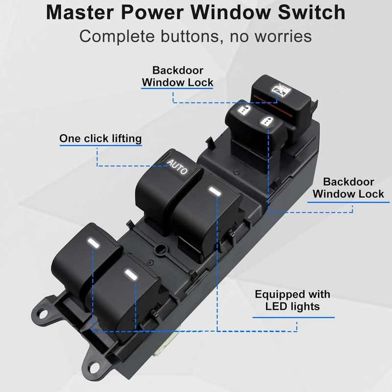 BELGEMAY White Backlit Driver Window Switch for 2007-2012 Toyota RAV4 (OE#84820-12520) - Direct Plug & Play Upgrade Kit with Pry Tool, No Modifications Needed - Image 5